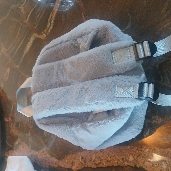 Fluffy Gray Mini Backpack - Picture 4 of 4